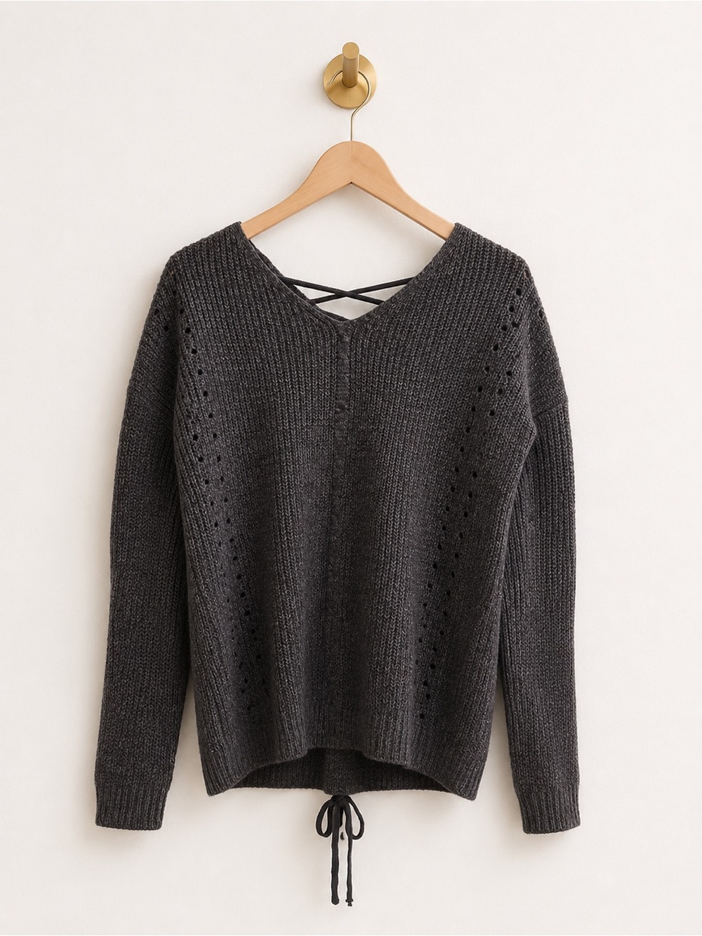 Staccato Lace-Up Knit Sweater Women’s US Small Purple Long Sleeve
